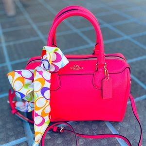 NWT 100% AUTHENTIC COACH BENNETT IN NEON PINK WITH MATCHING SCARF AND DUST BAG